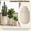Ensemble de 3 pots à fleurs en forme d'œuf MGO, pots de fleurs d'aspect pierre avec trou de drainage pour patio et jardin-2056144379