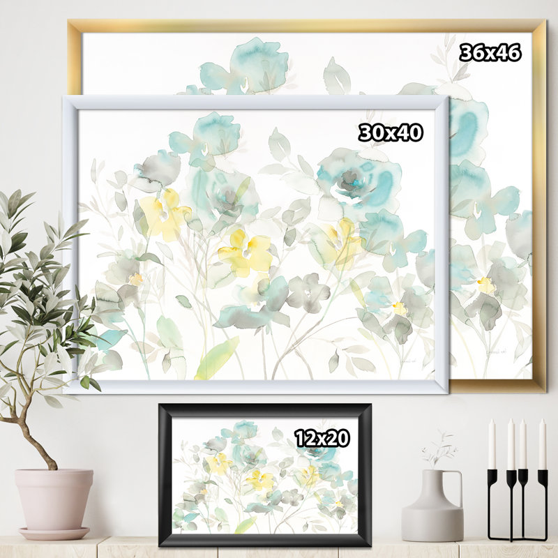 « aqua rose natural element »-cadre photo imprimé sur toile, Cadre blanc, H 20 po x l 20 po x P 1 po