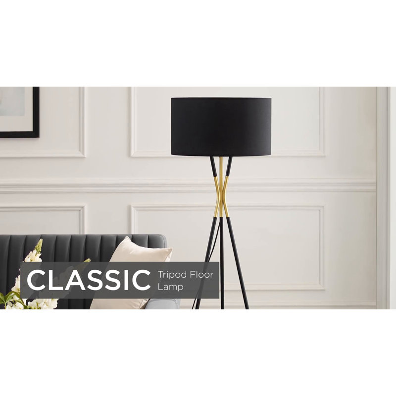 Audrey 60'' Black Matte Tripod Floor Lamp with Oversized Drum Shade