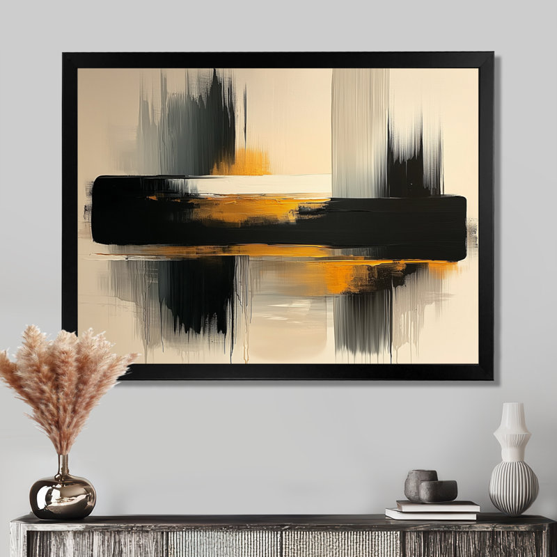 Noir et jaune, rêverie sans limites - art mural minimalisme, H 16 po x l 32 po, Reproduction encadrée d'une seule photo, Noir
