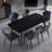  Modern Dining Side Chair, Cipri Leather Upholstery, Carbon Steel Legs, Dark Blue and Gray,
