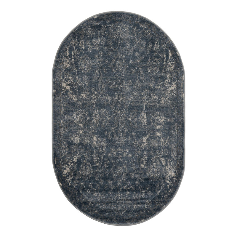 Tapis oriental bleu Charters Towers, Ovale 3 pi 1 po x 5 pi 3 po