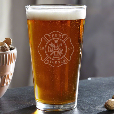 Firefighter Collection Custom Engraved Beer Glass Pint Set, 16 oz