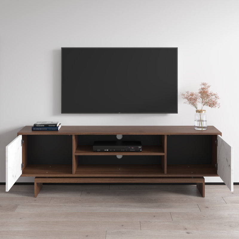 Meuble télé 70,9 po Gram, Noyer / Blanc