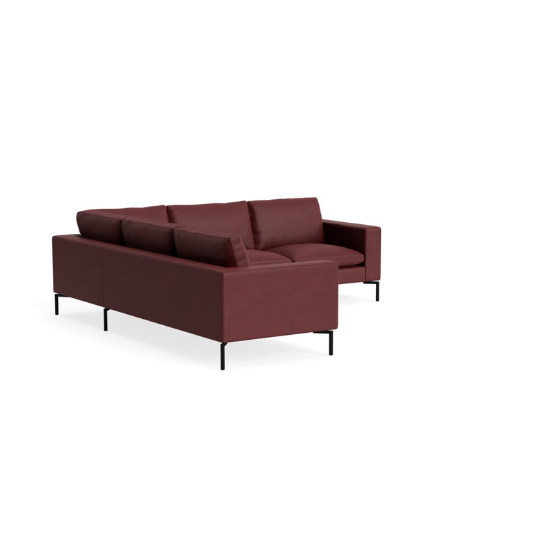 MTO - Le nouveau canapé modulaire en forme de L - petit avec pieds noirs, Gauche, Cuir Oxblood
