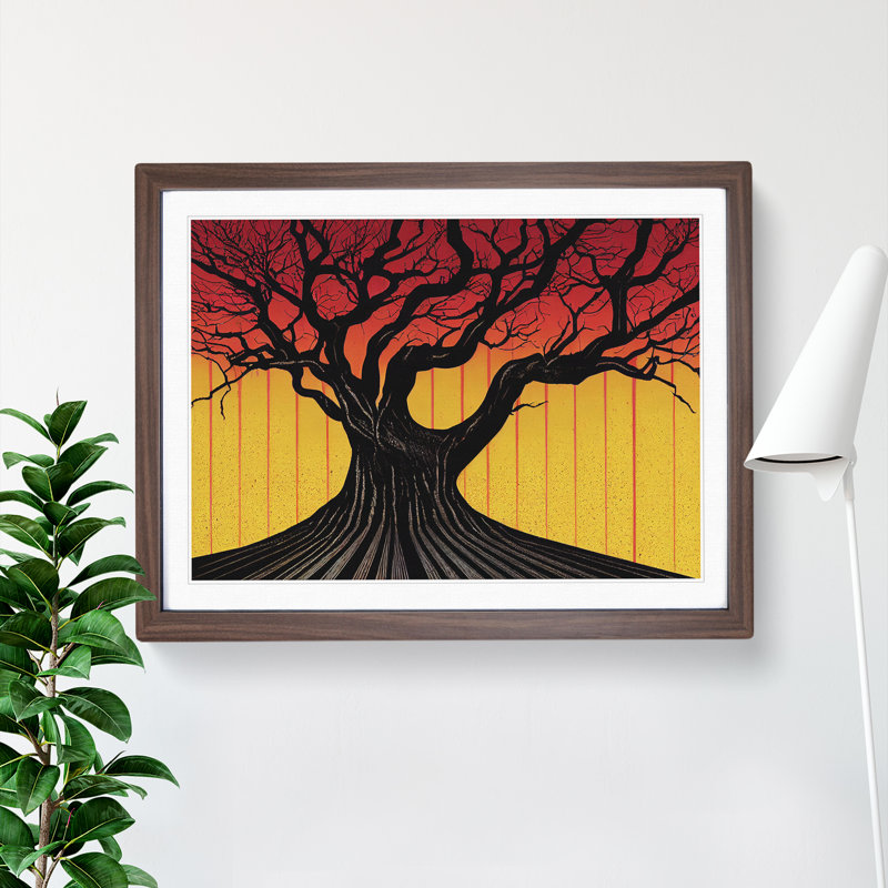 An Abstract Tree - Framed Print, 25cm H x 34cm W x 2cm D, Black