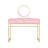 Pink & Gold Vanity Desk With Rectangular Structure, Crystal Handle, Metal Frame, Mirror, Jewelry Tray, 2 Storage Drawers, 2/3 Drawer Extension Finish, Removable Extension, Center Glide, Kd Design,