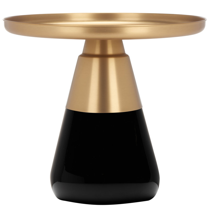 Table de bout Casella, Noir, Laiton antique