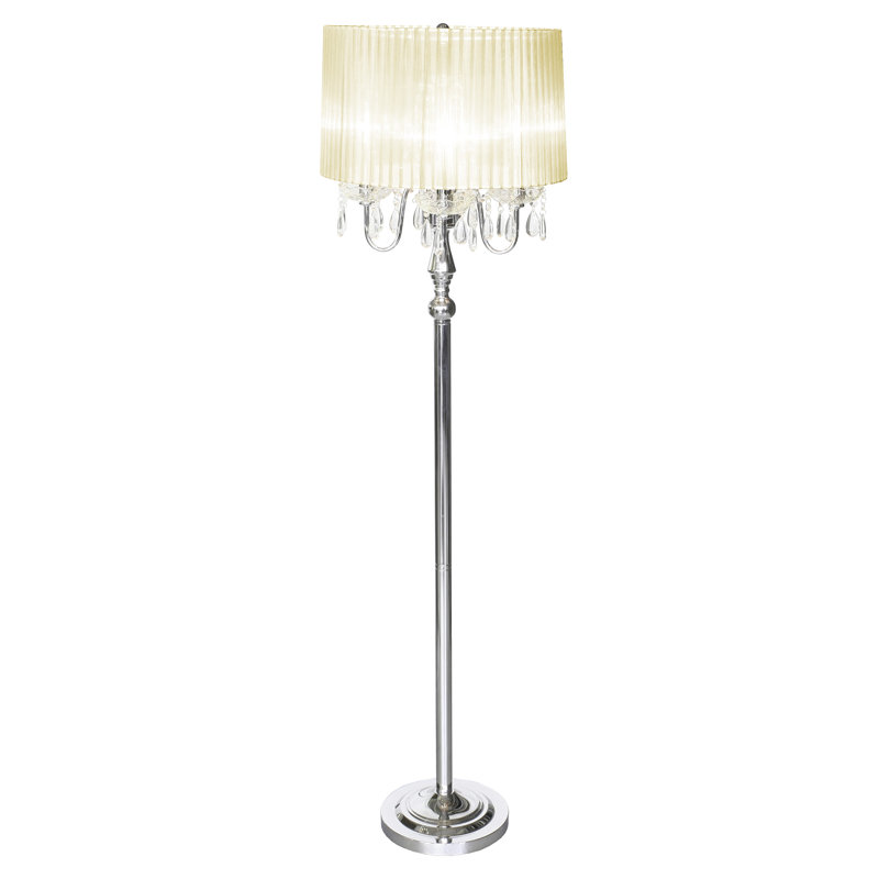 Warwick Chrome Traditional Floor Lamp, Silver, Cream