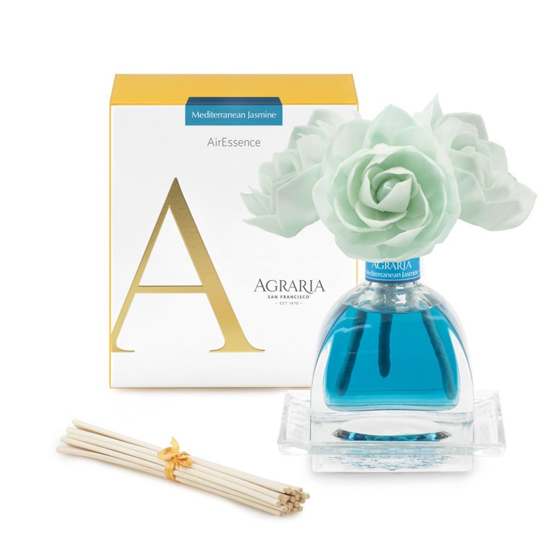 Mediterranean Jasmine Blue Glass Reed Diffuser Set