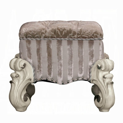 And Bone White Bedroom Stool With Fully Padded Seat Stylish Design Armless Vanity Decorative Nailhead Trim