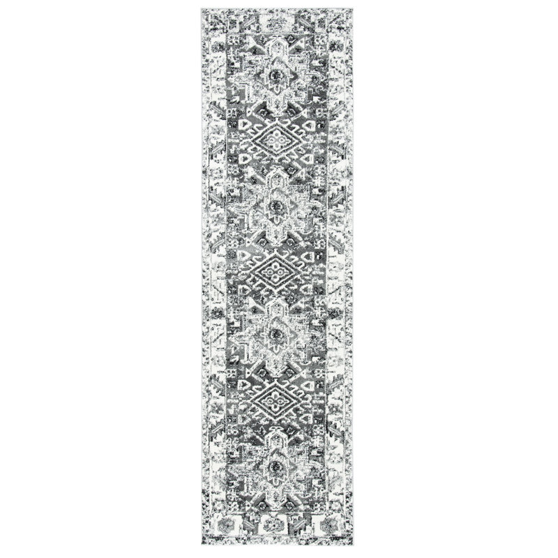 Allanton Oriental Gray/Ivory Area Rug, Runner 2'3" x 12'