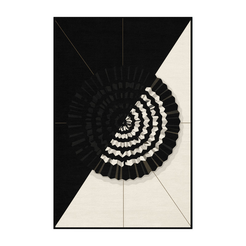 Machine Washable Tomohon Tart Posh & Luxe Geometric Rug in Black – Black Binding, 2x3