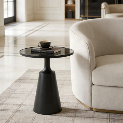 Table de bout à piédestal en fer ou en marbre Orvella