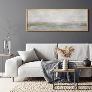 Minimal Landscape Abstract Pastel Watercolor Soothing Neutral Tone Landscape Framed On Canvas Print