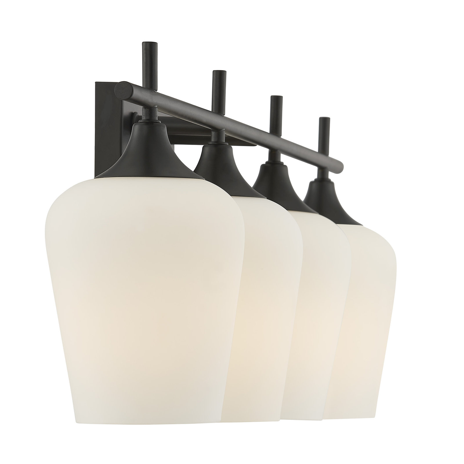 Breena 4-Light Dimmable Vanity Light, Warm Brass, White
