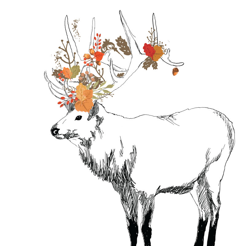 Leaf Elk - Wrapped Canvas Print, 122cm H x 122cm W x 3.8cm D