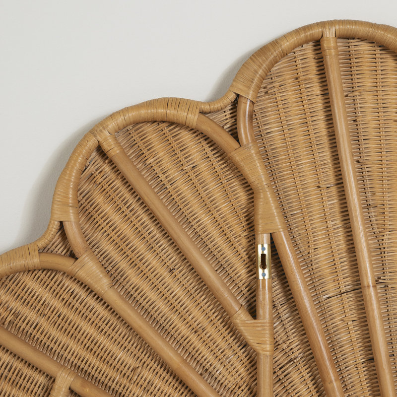Natural Wicker Queen Wall-Mounted Seashell Headboard
