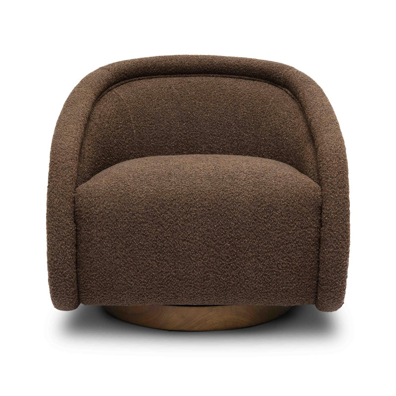 Boucle Swivel Chair, Brown Polyester Blend