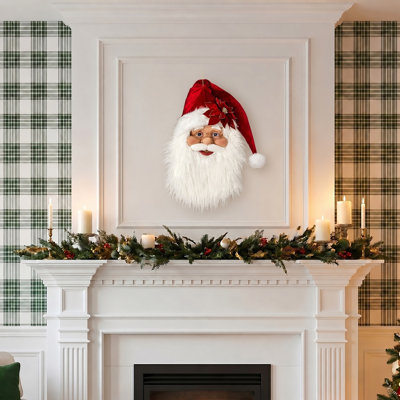 26" Velvet Santa Bust Wall Hanging