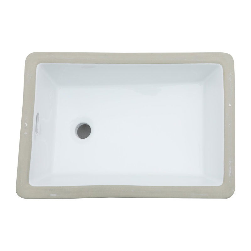 20" L x 13.7" W Rectangular Ceramic Basin Undermount Bathroom Sink with Overflow Hole