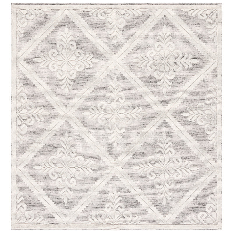 Vermont Hand Woven Wool Damask Rug, Square 6'