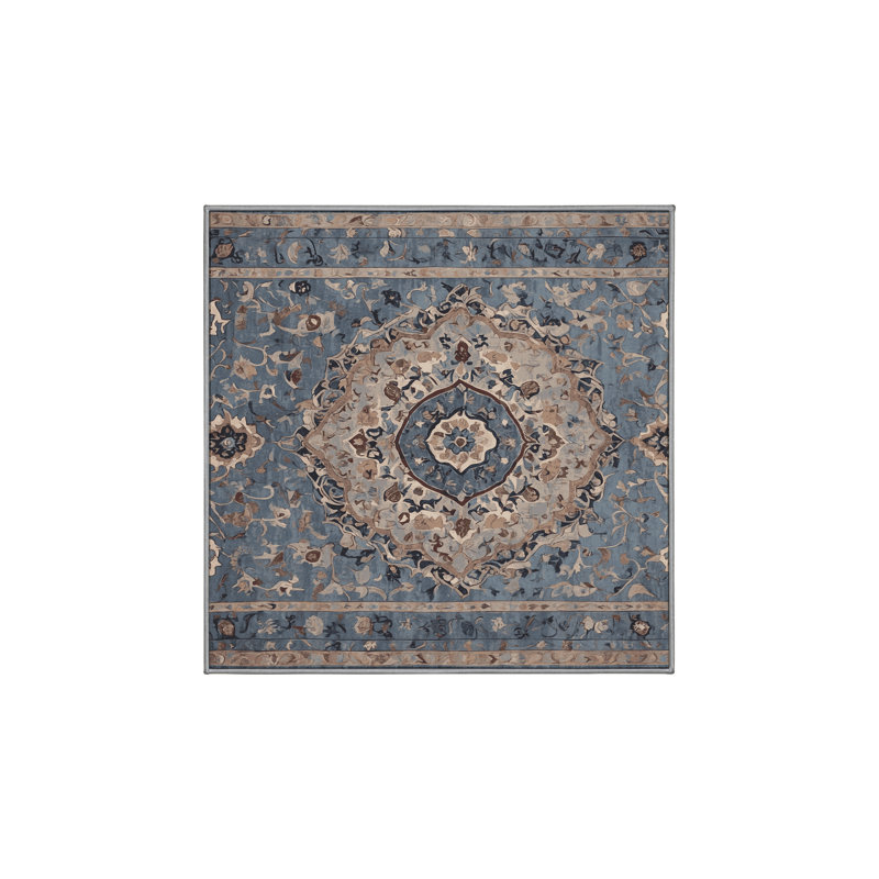 Machine Washable Gray Area Rug, Square 8'