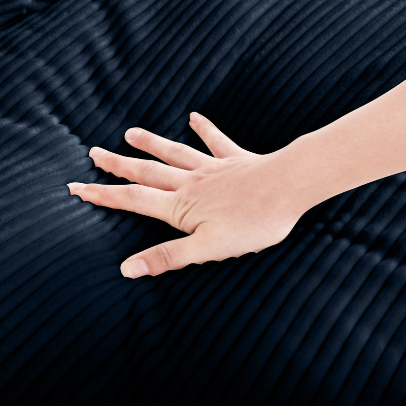 Velours côtelé avec rangement, idéal pour la chambre à coucher avec structure de soutien bleue et rangement, Bleu