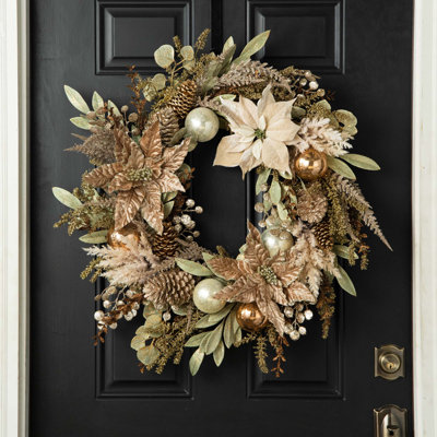 Handcrafted Faux Poinsettia Wreath