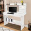 Bureau d'écriture autoportant en MDF blanc chaud avec bibliothèque et armoires de rangement pour bureau à domicile