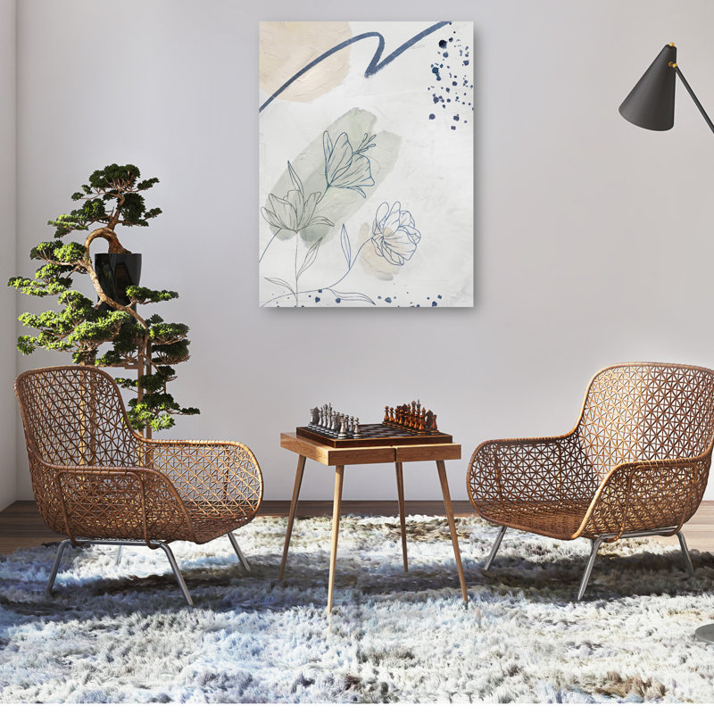 Organic Gardening Abstract Floral Canvas Art Print in Neutral Tones