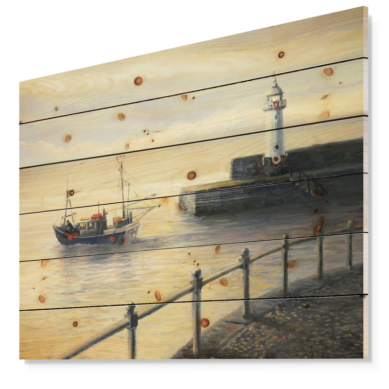 « souvenirs of the old phare », peinture, Bois, H 36 po x l 46 po x P 1,5 po