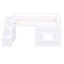 Lit mezzanine simple blanc avec fenêtre amusante et escalier de rangement-648025435