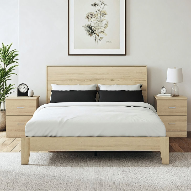 Allyannah 3 Pieces Bedroom Set, Oslo Oak, Queen