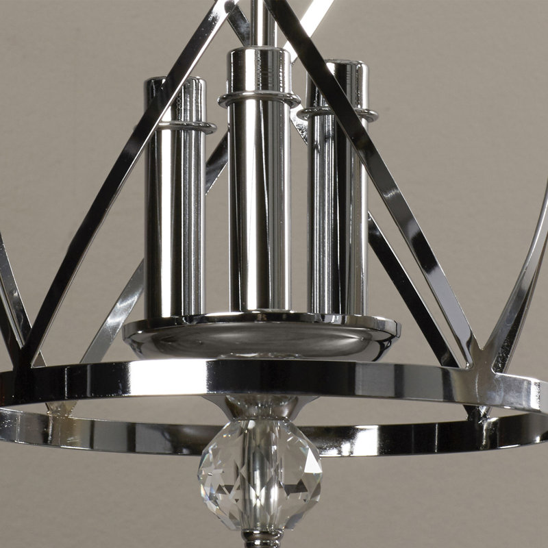 Luminaire suspendu cylindrique à 3 lumières avec cristal Daughtrey, Chrome