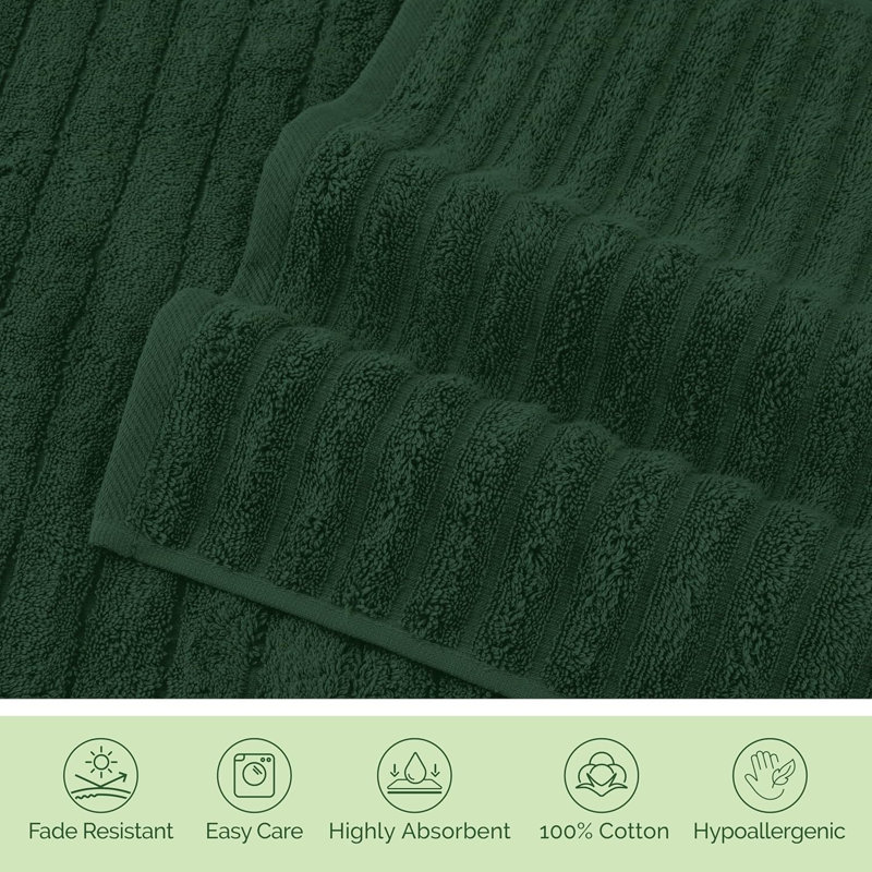 Elegant Comfort 100% Turkish Cotton Corduroy Ribbed Luxury Bath Towels 6-Piece Set, Premium Feel - Quick Dry, Highly Absorbent, Contains 2 Bath Towels, 2 Hand Towels, And 2 Washcloths