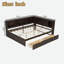 Lit de jour en bois avec tablettes de rangement, ports USB, DEL et 2 tiroirs-1644984520