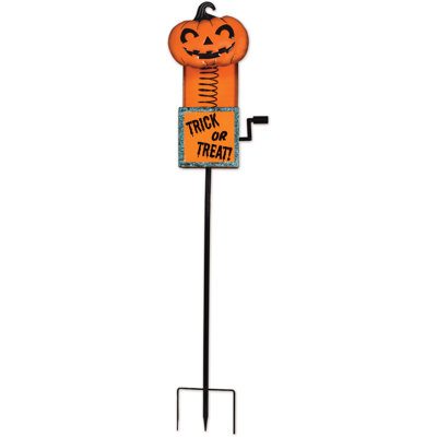 Jack-o'-Lantern Trick or Treat Metal Halloween Garden Stake