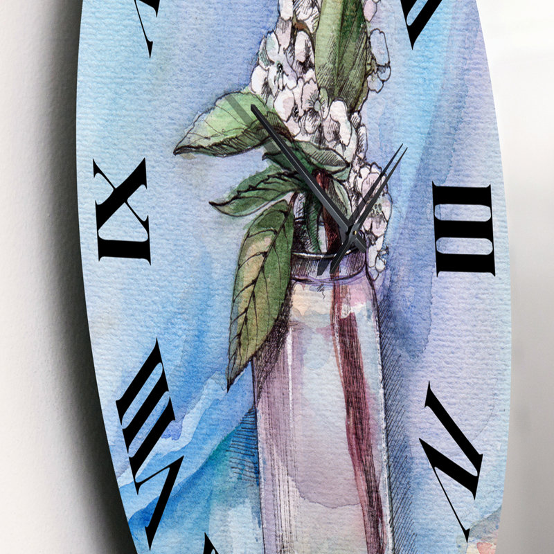 Cherry Blossom In Glass Jar - Horloge murale, Moyen