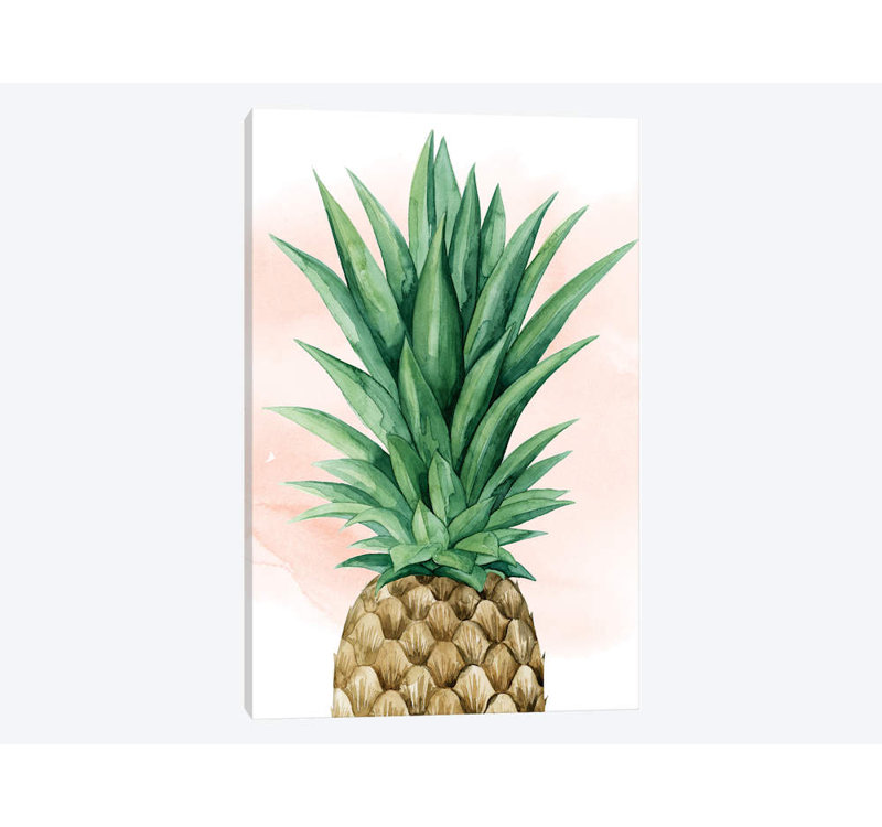 « ananas on corail i », impression sur toile, H 26 po x l 18 po x P 1,5 po, Toile tendue, Pas de tapis