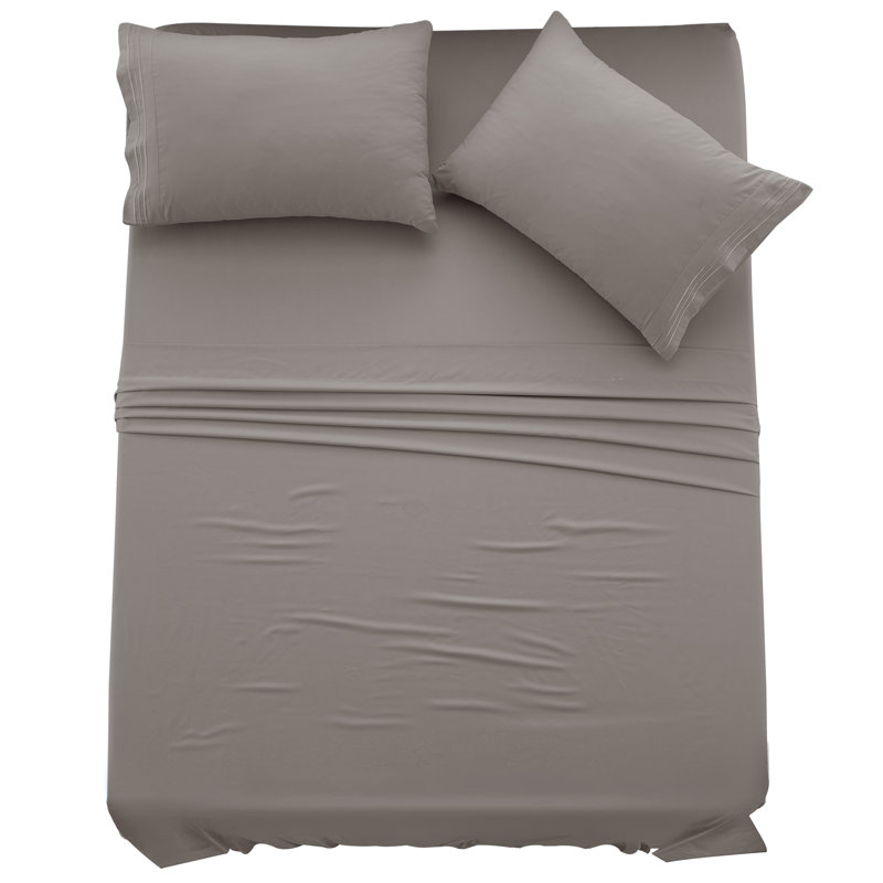 Lux Decor 4-Piece Ultra Soft Microfiber Sheet Set Deep Pocket Fitted Sheet, Wrinkle-Resistant & Easy Care Bedding, Taupe