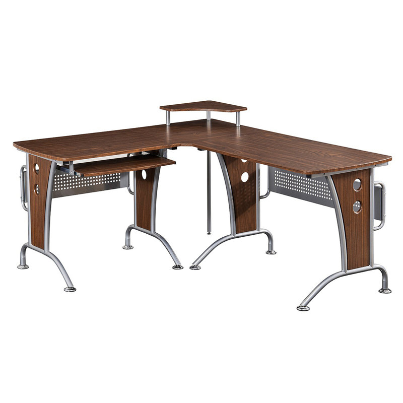 L-Shaped Computer Desk With Pull Out Keyboard Panel