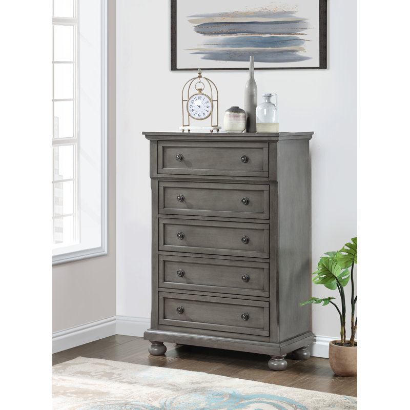 Manlius 36'' W 5 - Drawer Dresser, Gray
