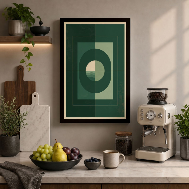 Nested Green Forms Minimalist - Wrapped Canvas, 18x12 - 45.7 x 30.5 cm, Teal Border