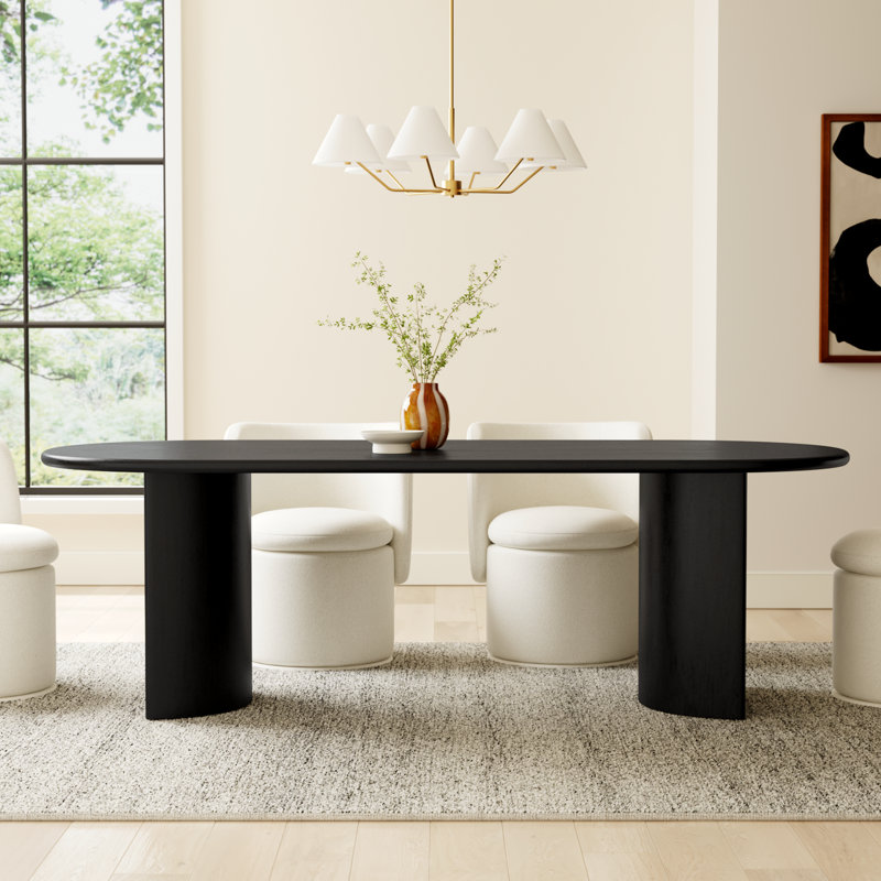 Haiden Oval Dining Table, 30" H x 94" W x 42" D, Aged Black Acacia