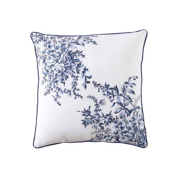 Laura Ashley Harper Off White Embroidered Floral 18x18 Decorative Pillow  with Removable Insert & Reviews