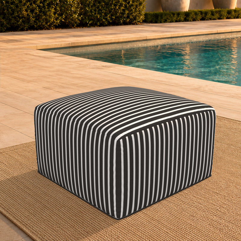 Repose-pieds Eliana Sunbrella, Shore classique rayé noir Sunbrella®
