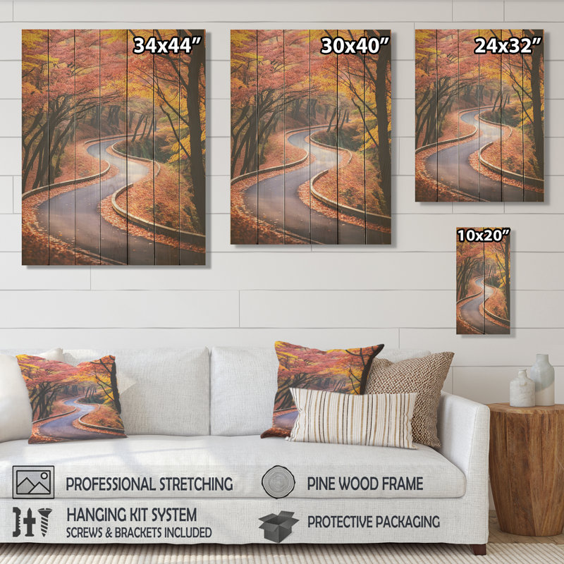 «Rosy Blooming Pathway Into The Forest V» - route sur bois, H 20 po x l 10 po