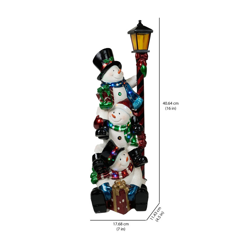 Stacking Snowmen Lamp Post with LED