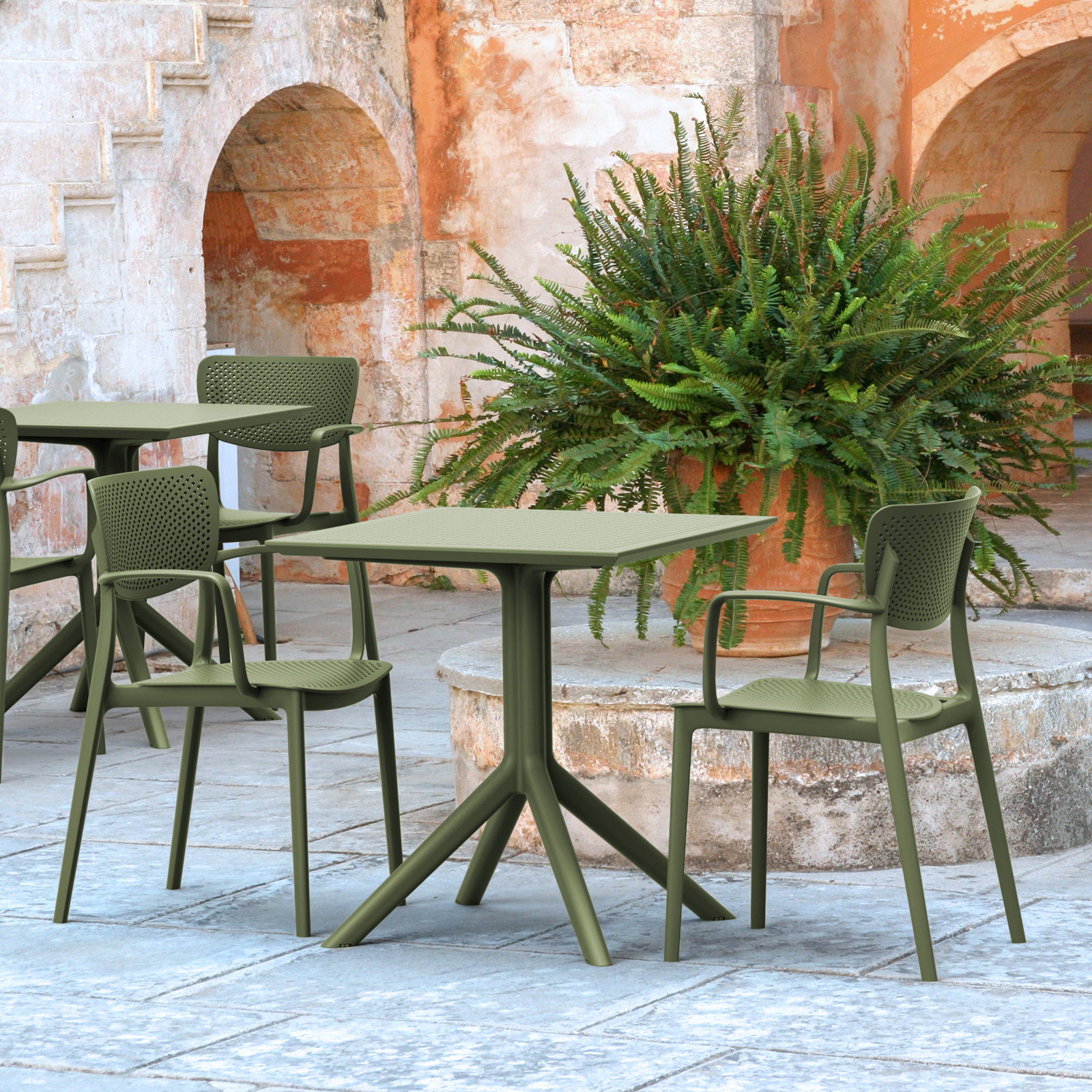 Farrah 28" Patio Bistro Set, Olive Green